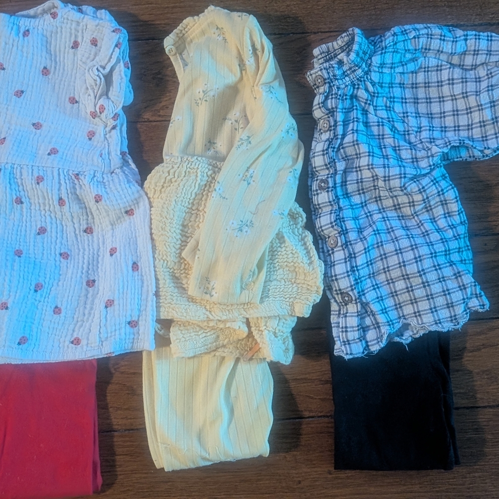 Set of Baby Outfits in White, Yellow, and Blue